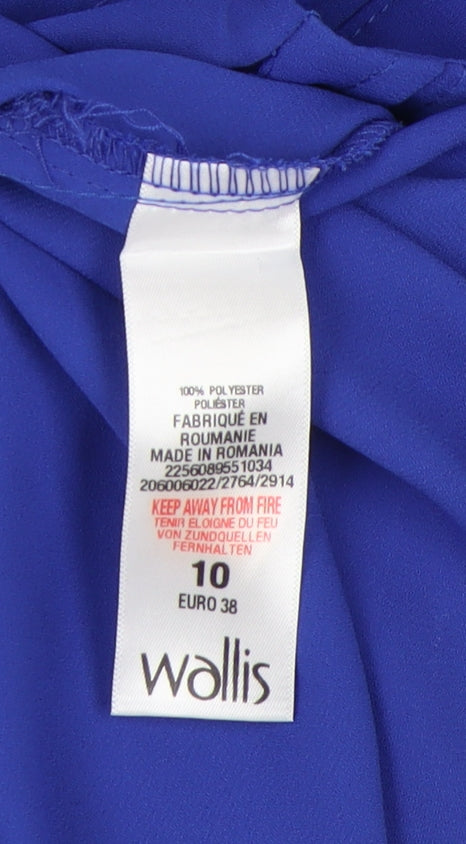 Wallis Women's Blue Blouse Size 10, Crew Neck, Casual