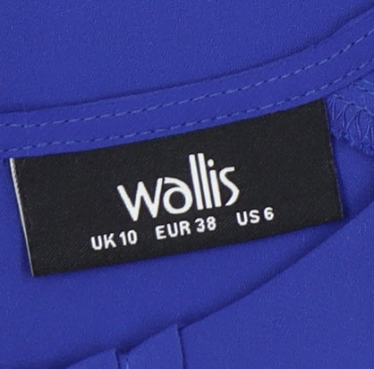 Wallis Women's Blue Blouse Size 10, Crew Neck, Casual
