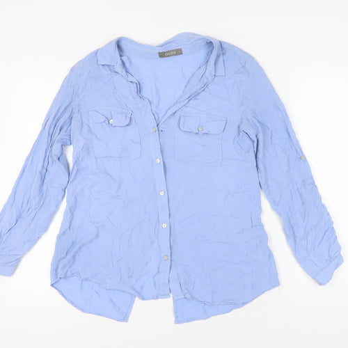 Oasis Women's Blue Button-Up Shirt Size 12 Regular Fit