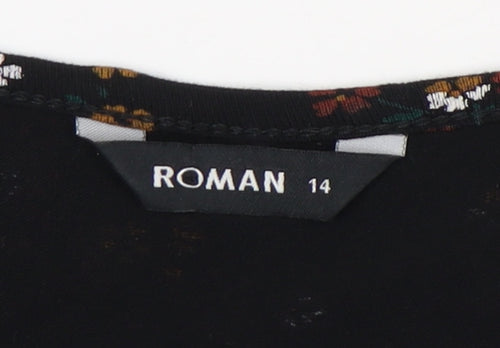 Roman Women's Black Floral Dress Size 14