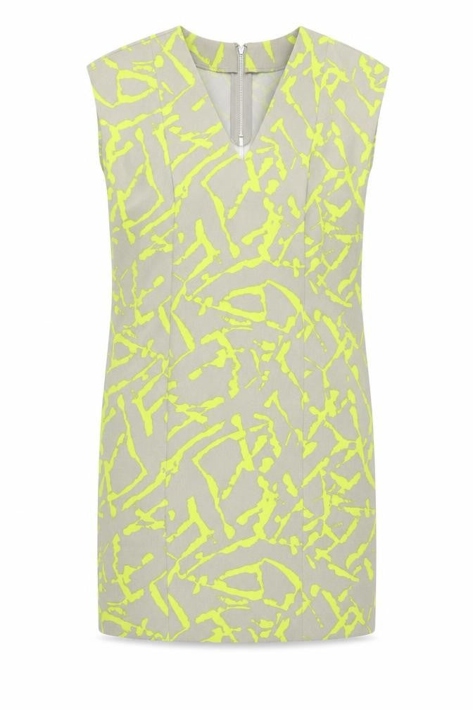 Front view of Warehouse Women's Multicoloured Geometric Dress, size 8