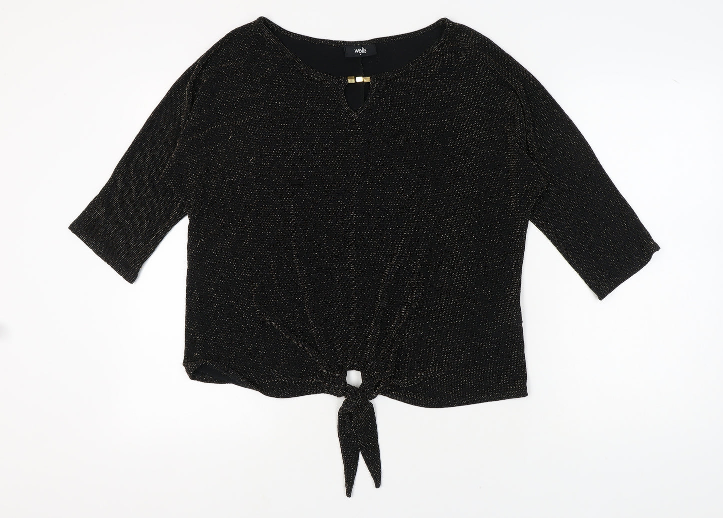 Wallis Women's Black Glitter Blouse Size L