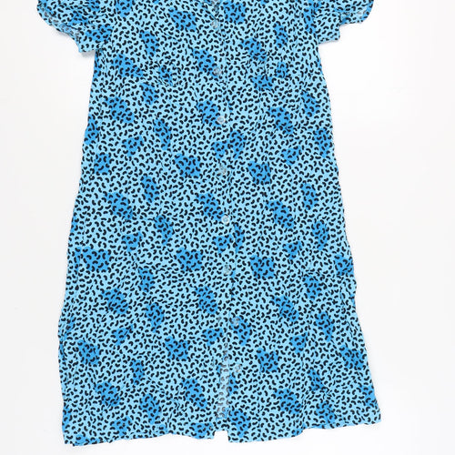 EDC Women's Blue Animal Print Shirt Dress, Size 4
