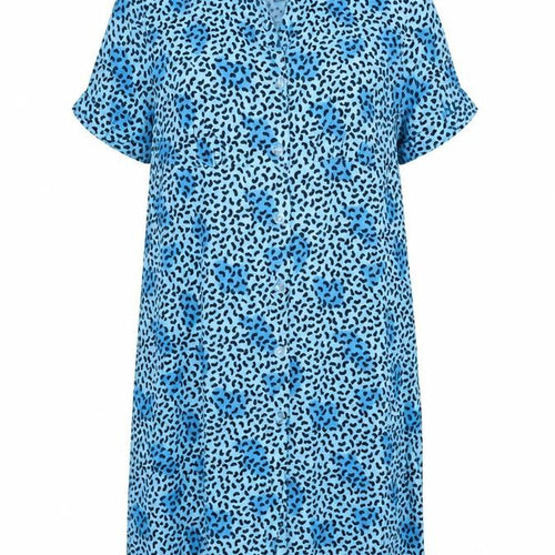 EDC Women's Blue Animal Print Shirt Dress, Size 4