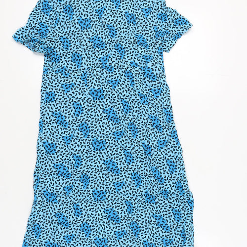 EDC Women's Blue Animal Print Shirt Dress, Size 4