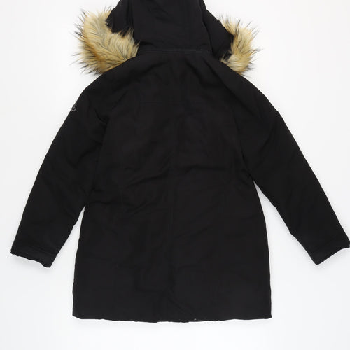 Pepe Jeans Teens Black Parka Jacket with Fur Trim