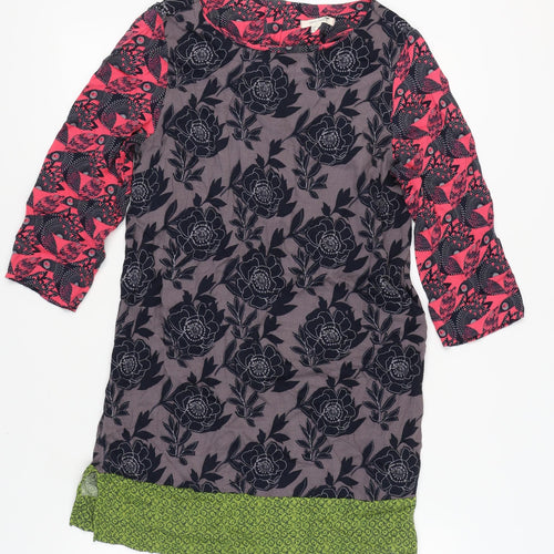 White Stuff Women's Multicoloured Floral Dress 3/4 Sleeve
