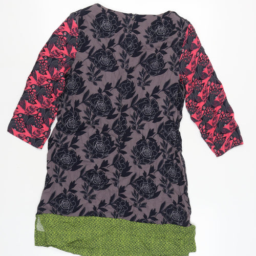 White Stuff Women's Multicoloured Floral Dress 3/4 Sleeve