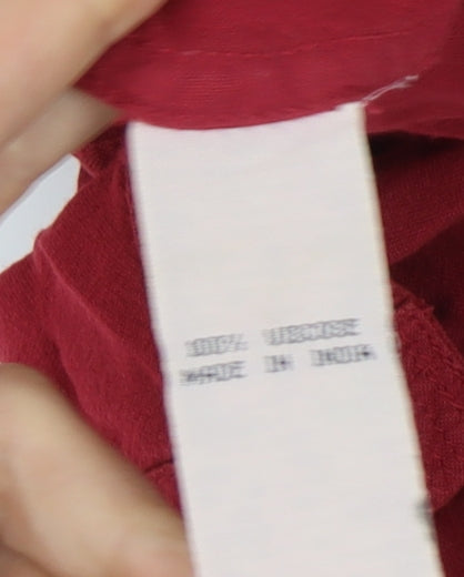 East Women's Red Button-Up V-Neck Shirt Size 14