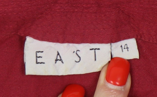 East Women's Red Button-Up V-Neck Shirt Size 14