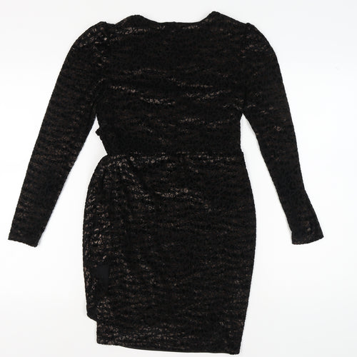 Warehouse Black Wrap Dress Women’s Size 8 Velvet Party