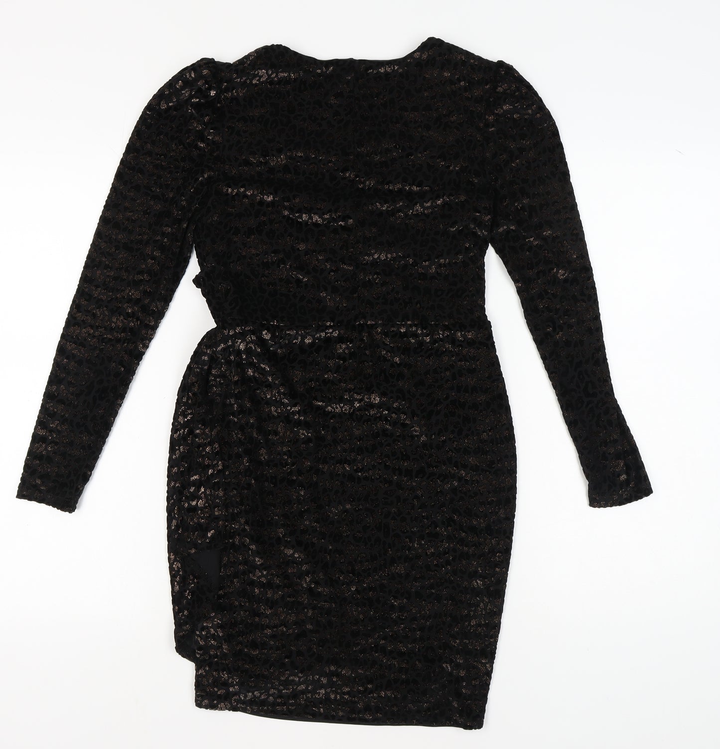 Warehouse Black Wrap Dress Women’s Size 8 Velvet Party