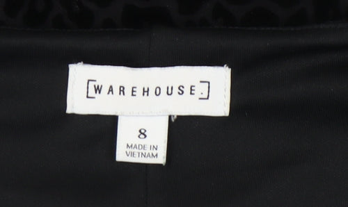 Warehouse Black Wrap Dress Women’s Size 8 Velvet Party
