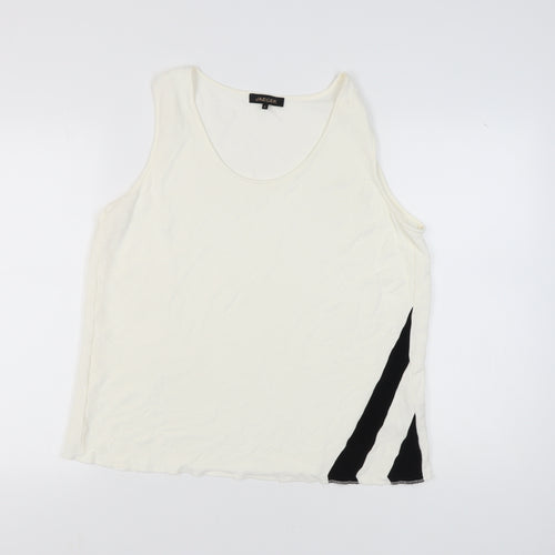 Jaeger Women's Ivory Tank Top XL Scoop Neck Viscose