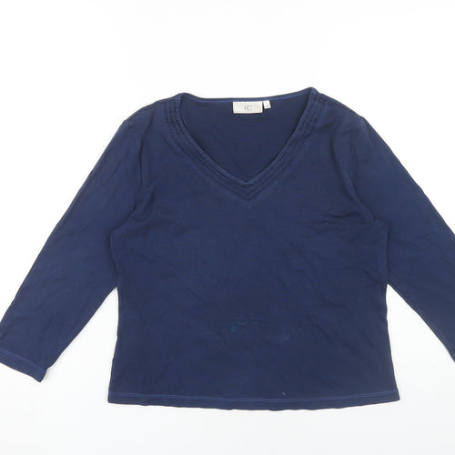 CC Women's Blue V-Neck 3/4 Sleeve T-Shirt S Casual