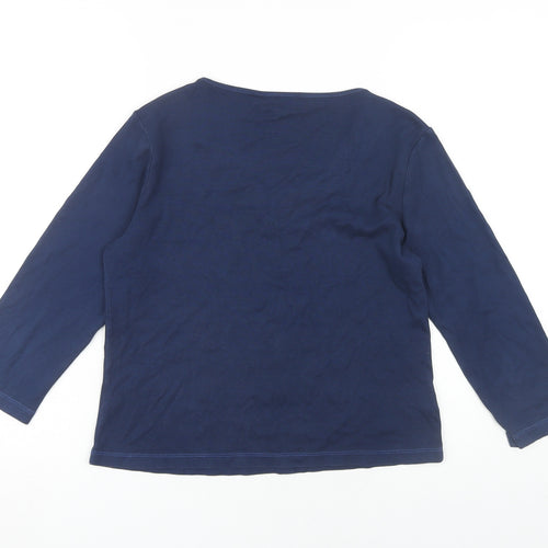 CC Women's Blue V-Neck 3/4 Sleeve T-Shirt S Casual