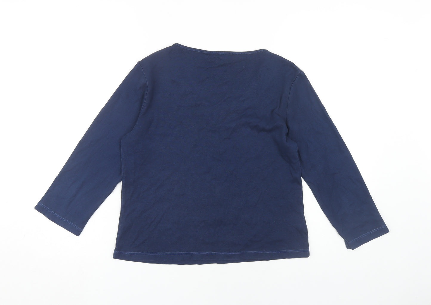 CC Women's Blue V-Neck 3/4 Sleeve T-Shirt S Casual