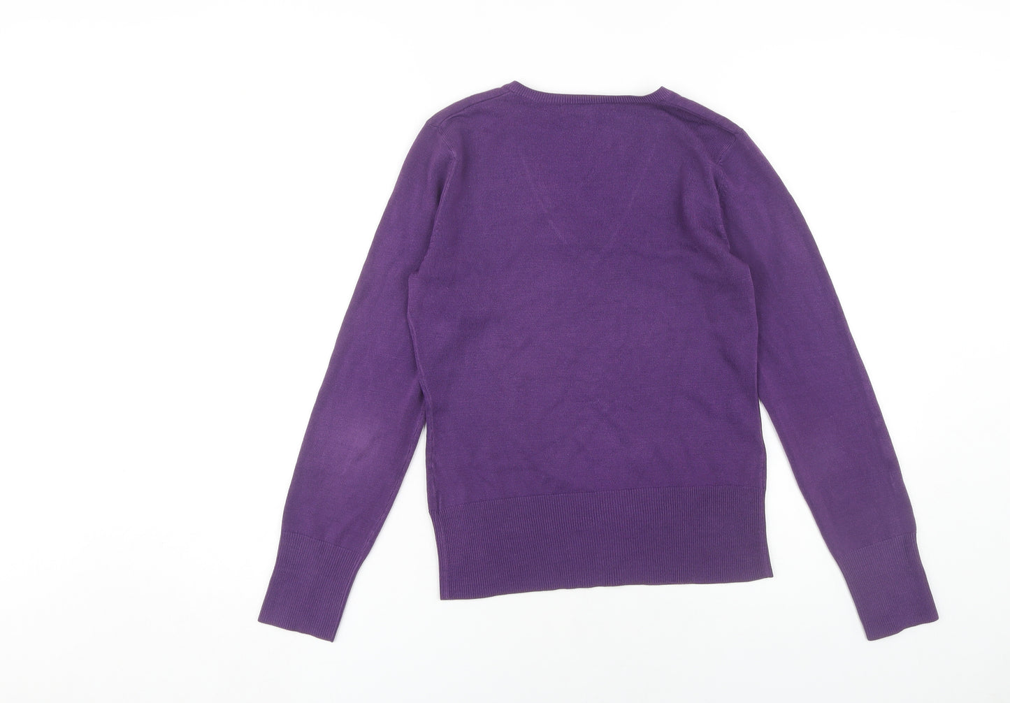 Debenhams Women's Purple V-Neck Jumper Size 10