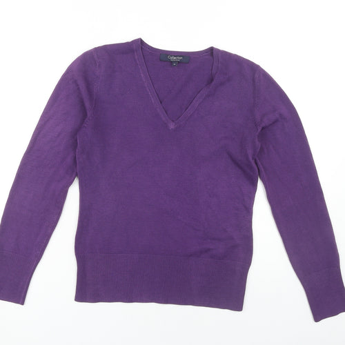 Debenhams Women's Purple V-Neck Jumper Size 10