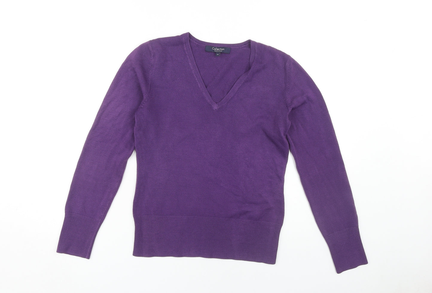 Debenhams Women's Purple V-Neck Jumper Size 10