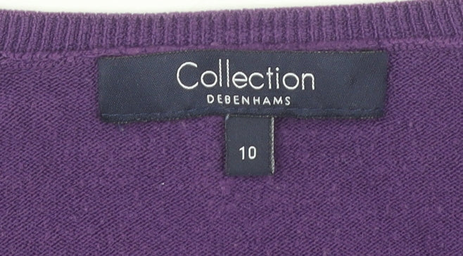 Debenhams Women's Purple V-Neck Jumper Size 10