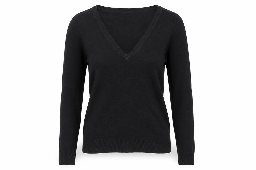 Front view of Gap Women's Black V-Neck jumper, size S