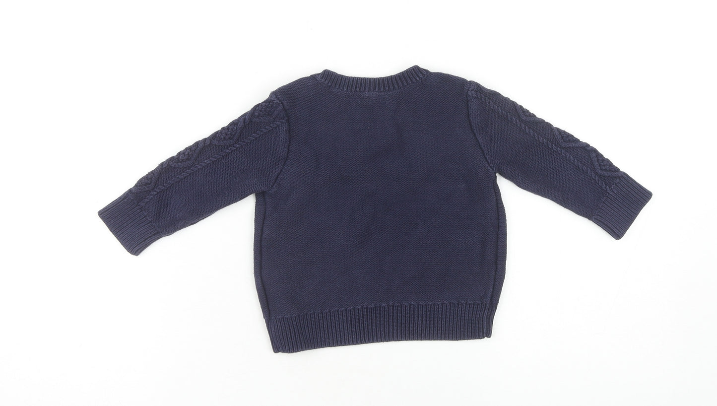 babyGap Unisex Blue Cotton Pullover Jumper 12-18 Months