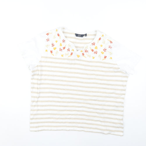 Isle Essentials Women's Beige Stripe T-Shirt Size L