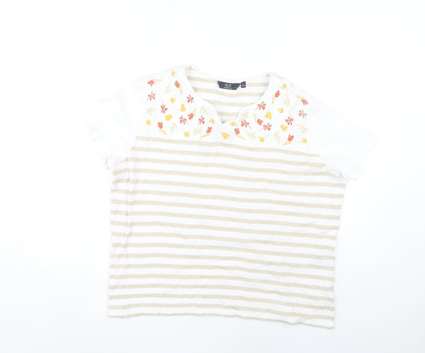 Isle Essentials Women's Beige Stripe T-Shirt Size L