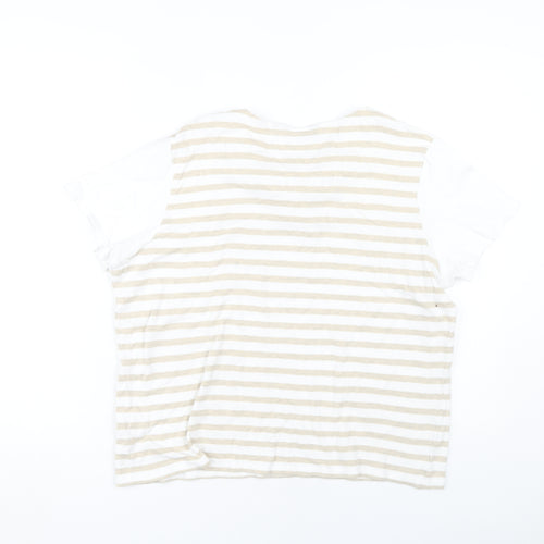 Isle Essentials Women's Beige Stripe T-Shirt Size L