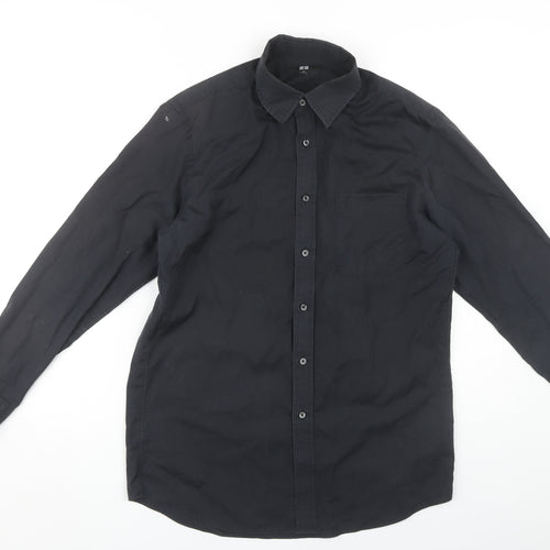 Uniqlo Men's Black Long Sleeve Cotton Casual Shirt M