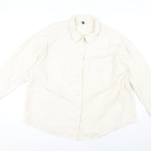 H&M Women's White Cotton Button-Up Shirt L