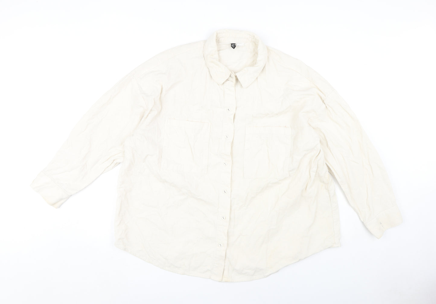 H&M Women's White Cotton Button-Up Shirt L