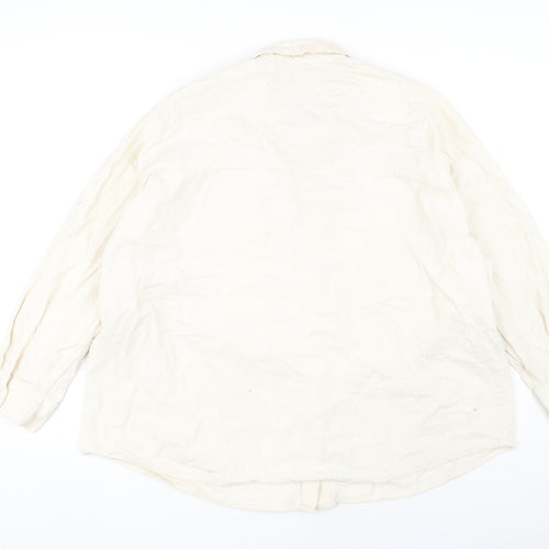 H&M Women's White Cotton Button-Up Shirt L