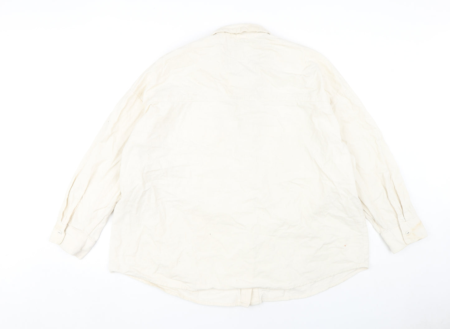 H&M Women's White Cotton Button-Up Shirt L