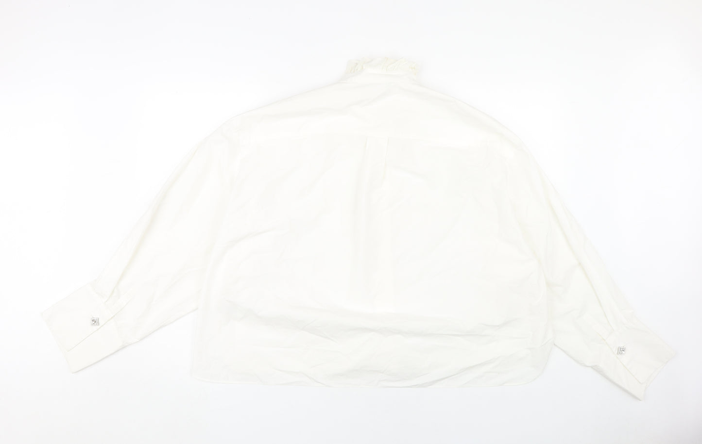 Zara Women's White XL High Neck Blouse Long Sleeve