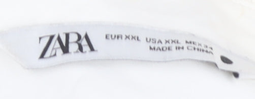 Zara Women's White XL High Neck Blouse Long Sleeve