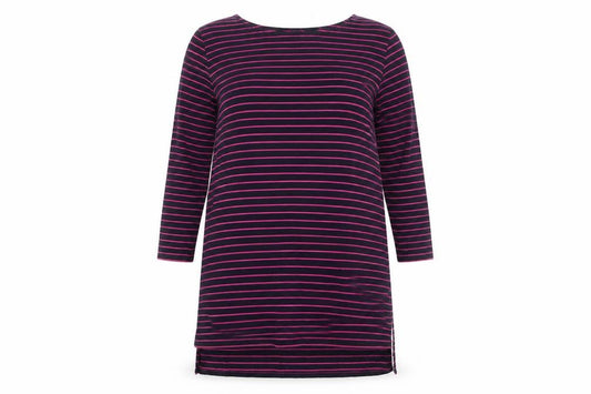 Front view of People Tree Women's Multicoloured Striped Shift Dress, size 12