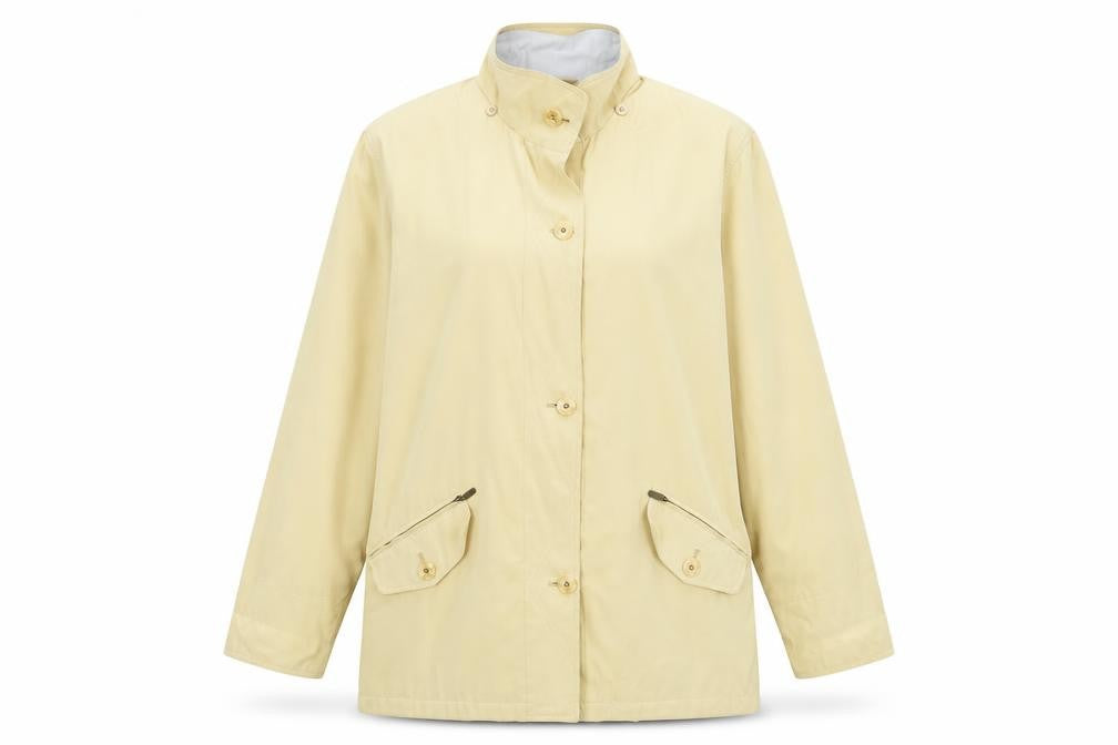 Front view of Astraka Women's Beige Mid-Length Jacket L