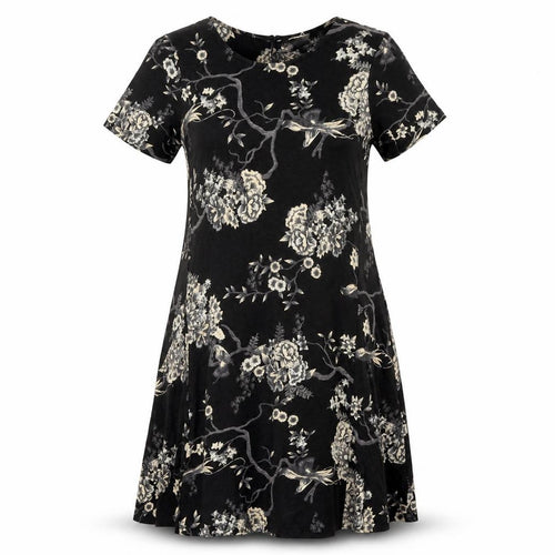 Fat Face Women's Black Floral A-Line Dress Size 10