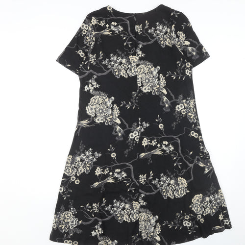 Fat Face Women's Black Floral A-Line Dress Size 10