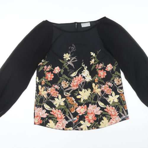 Wallis Women's Black Floral Sequin Blouse Size 10