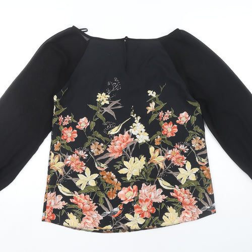 Wallis Women's Black Floral Sequin Blouse Size 10