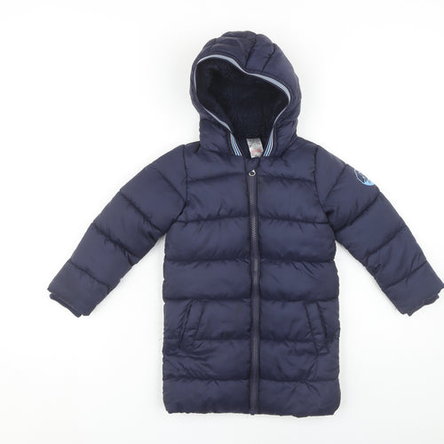 Lily & Dan Boys Blue Hooded Puffer Jacket 3-4 Years
