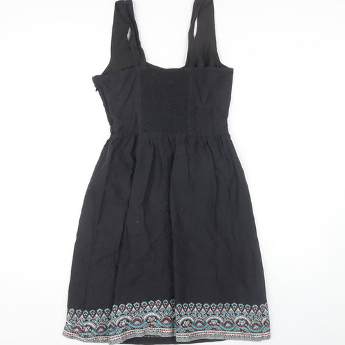 Fat Face Women's Black Dress, Size 10, Embroidered Sleeveless