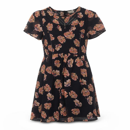 Pins and Needles Women's Black Floral Dress M