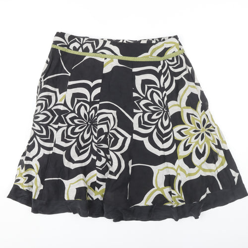 Monsoon Women's Black Floral Linen Skirt Size 14