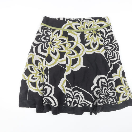 Monsoon Women's Black Floral Linen Skirt Size 14
