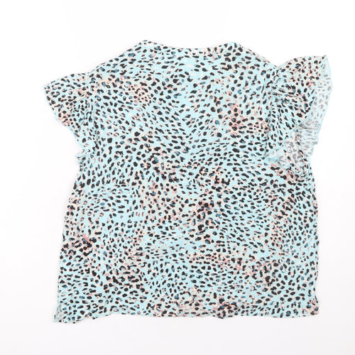 AND/OR Women's Blue Animal Print Blouse Size 10