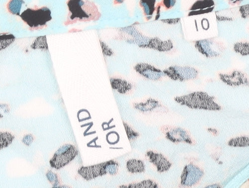 AND/OR Women's Blue Animal Print Blouse Size 10